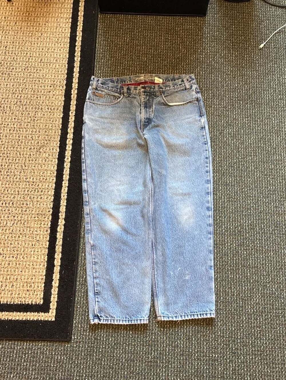 Eddie Bauer Relaxed Fit Jeans Size 36x30 Blue Cotton Flannel Lined